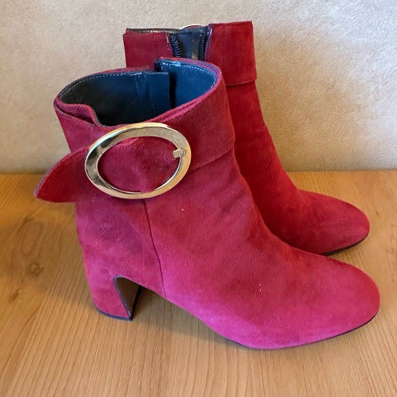 Napoleoni red suede ankle boots size 38 - Picture 3 of 6
